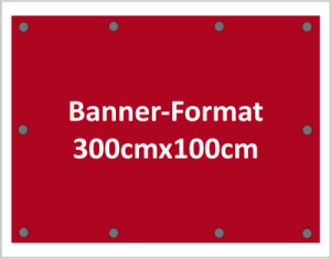 werbeplane 300x100cm mesh randverstärkt und Ösen alle 50cm